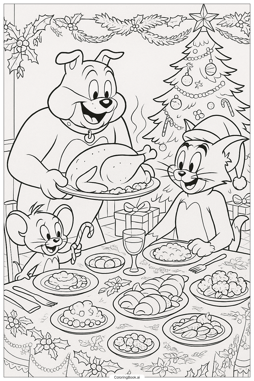Christmas Feast With Spike Ausmalseite
