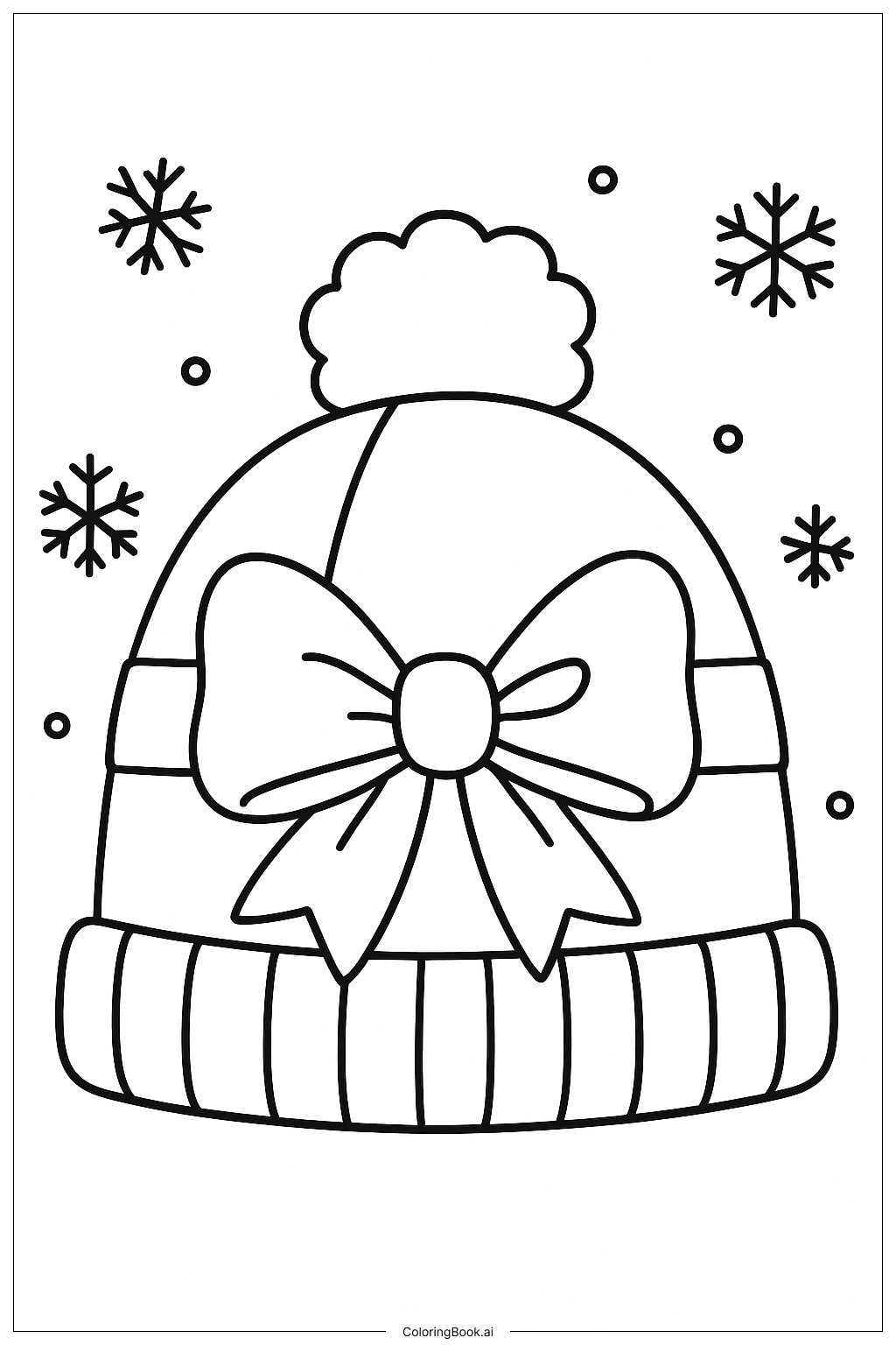 Página para colorear de Gorro de invierno envuelto como regalo