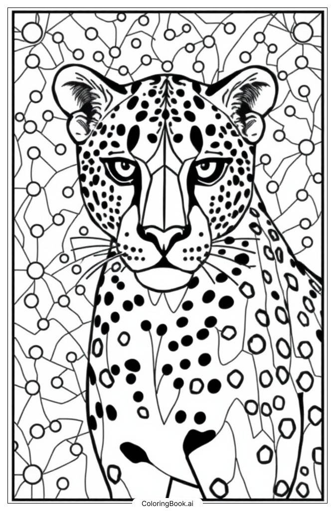  Page de coloriage Art Linéaire Guépard 