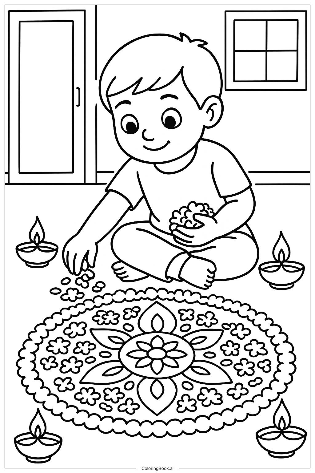Making A Diwali Rangoli Coloring Page