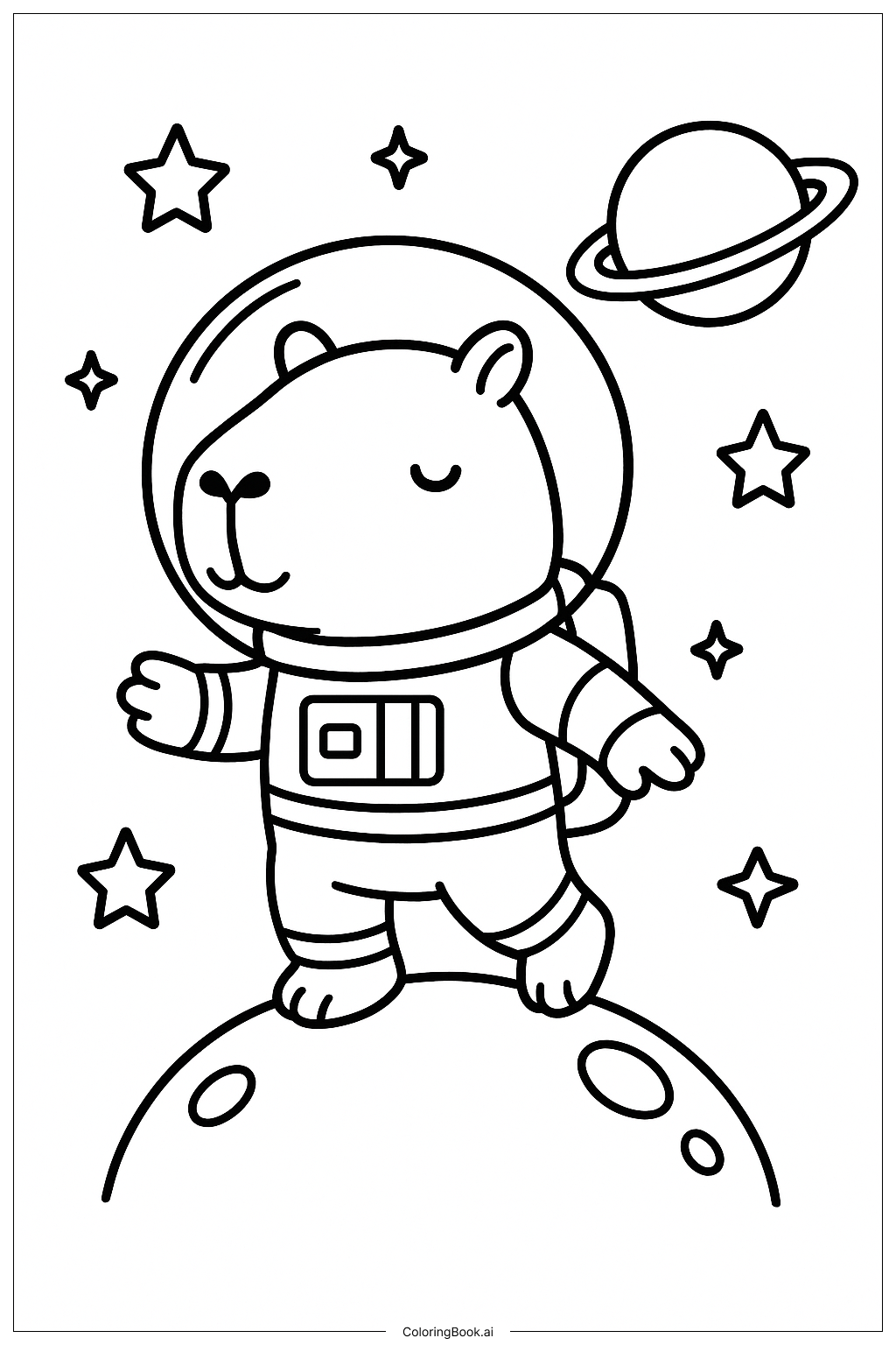  太空裡的宇宙人水豚著色頁 
