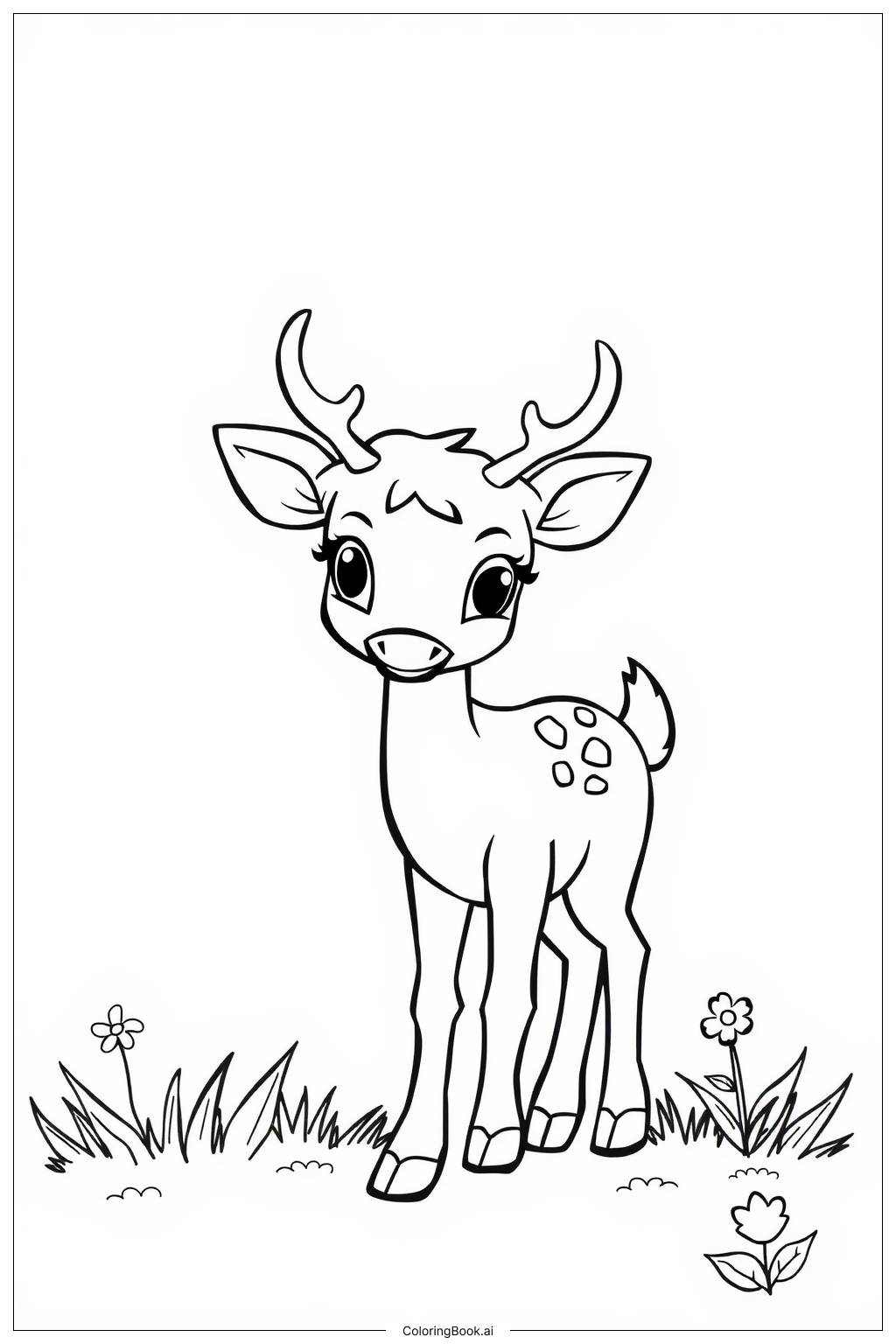  Easy Deer Drawing Coloring Page 