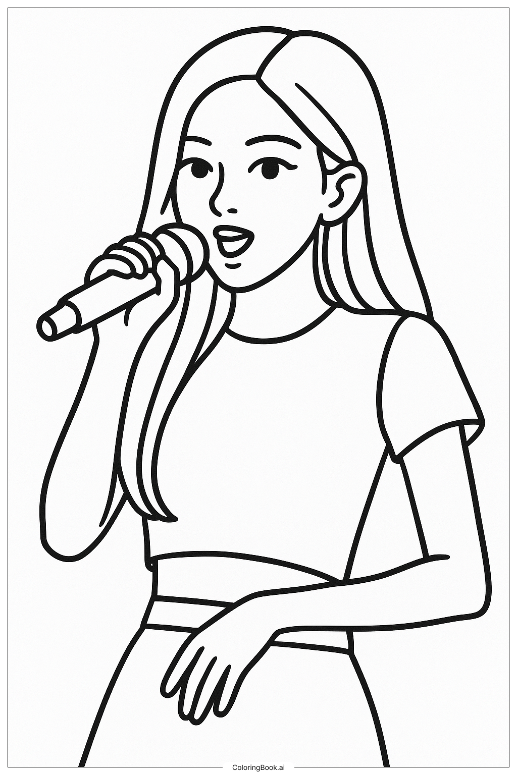  Blackpink Rosé Holding A Microphone Coloring Page 