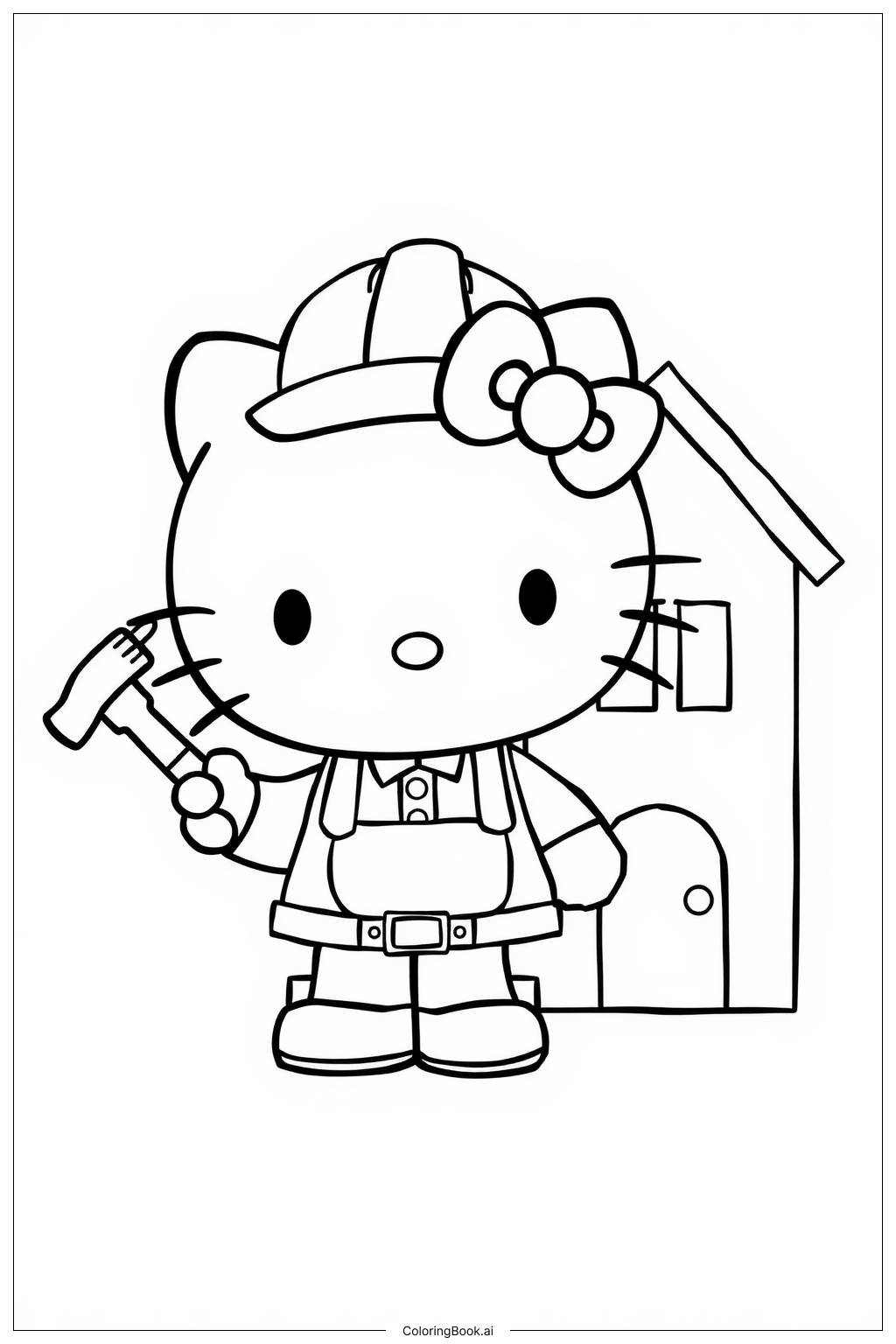  Trang tô màu hello kitty xây dựng ngôi nhà trong mơ của cô ấy 