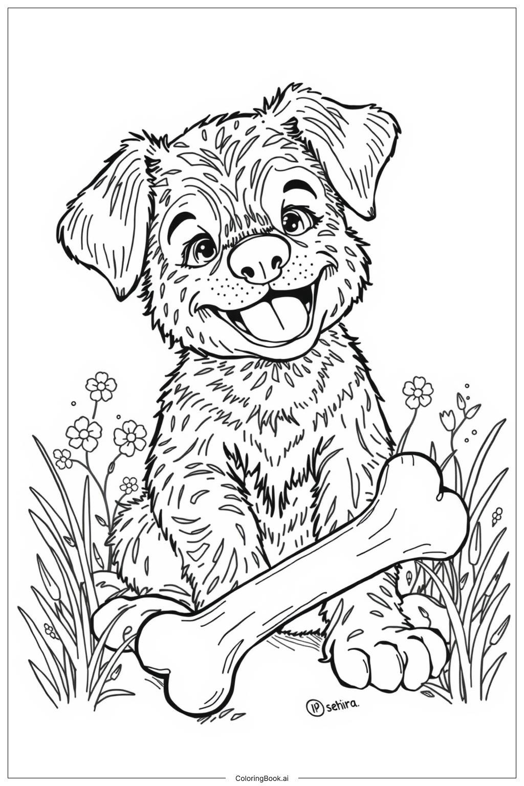  Page de coloriage Jouet Os Chiot-2 