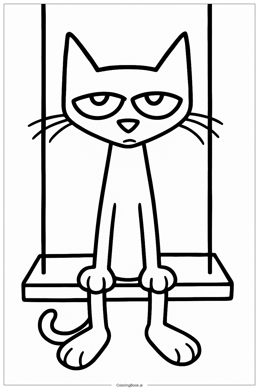  秋千上的皮特猫填色页 
