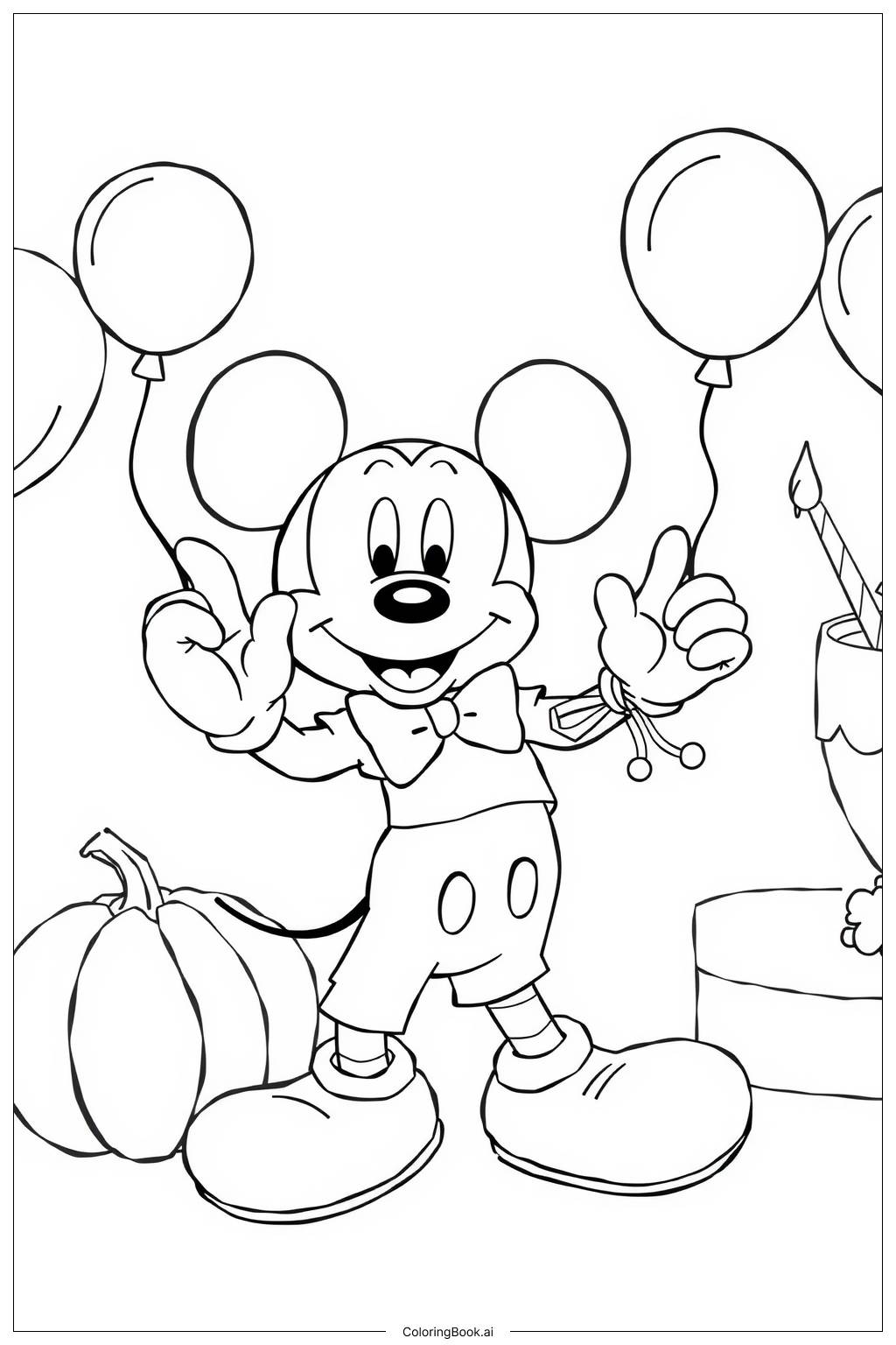  Mickey Mouse at a Halloween Party Coloring Page 