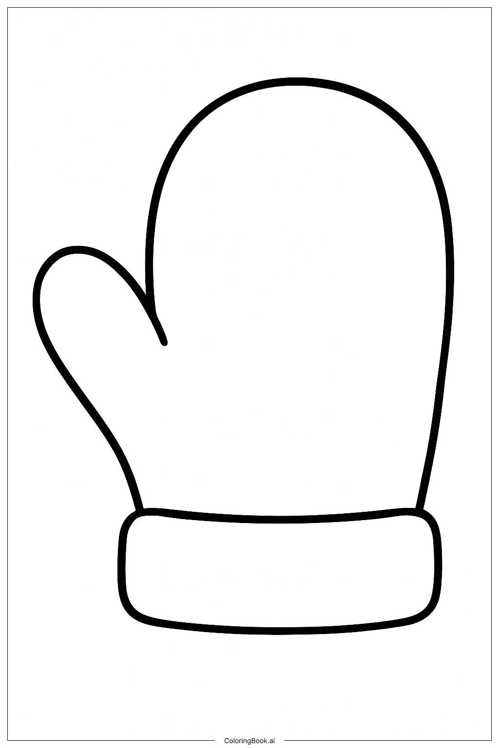 Large Cartoon Mitten Coloring Page