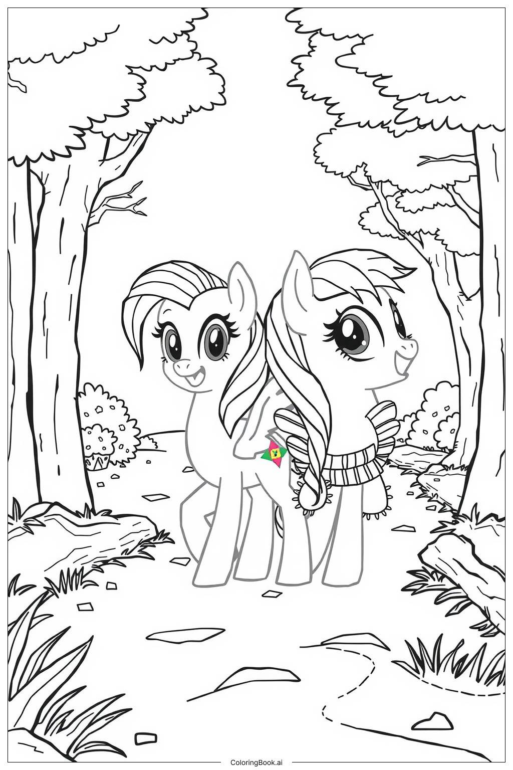  Page de coloriage Mes Petits Poneys : Aventures d'Amitié dans les Bois 