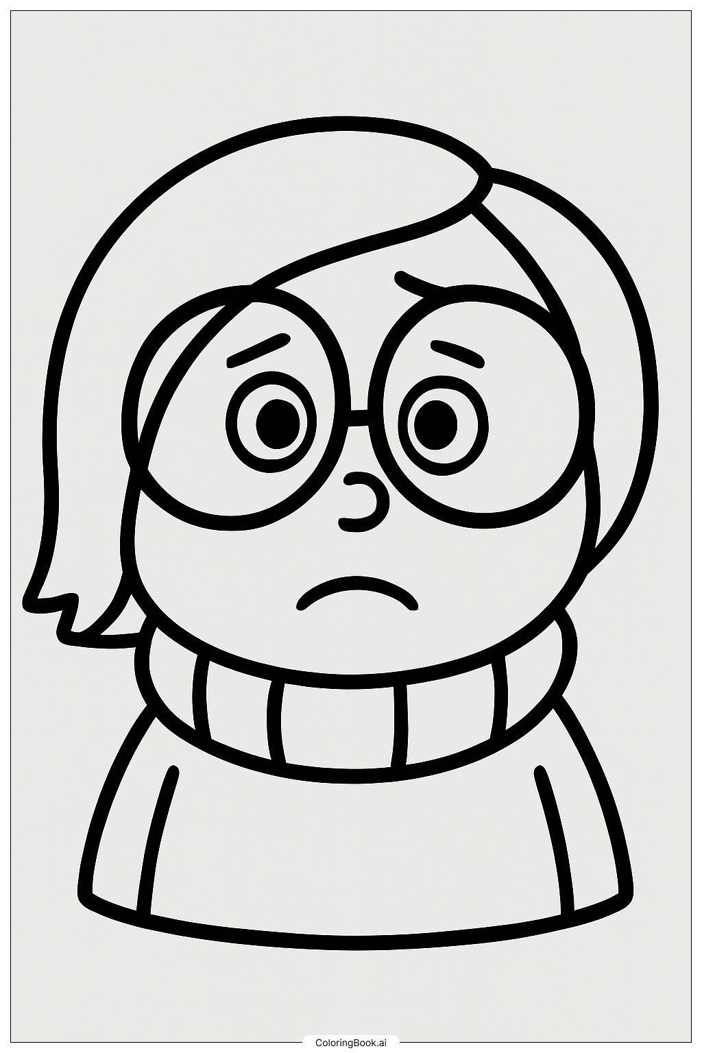 Simple Inside Out Sadness Face Coloring Page
