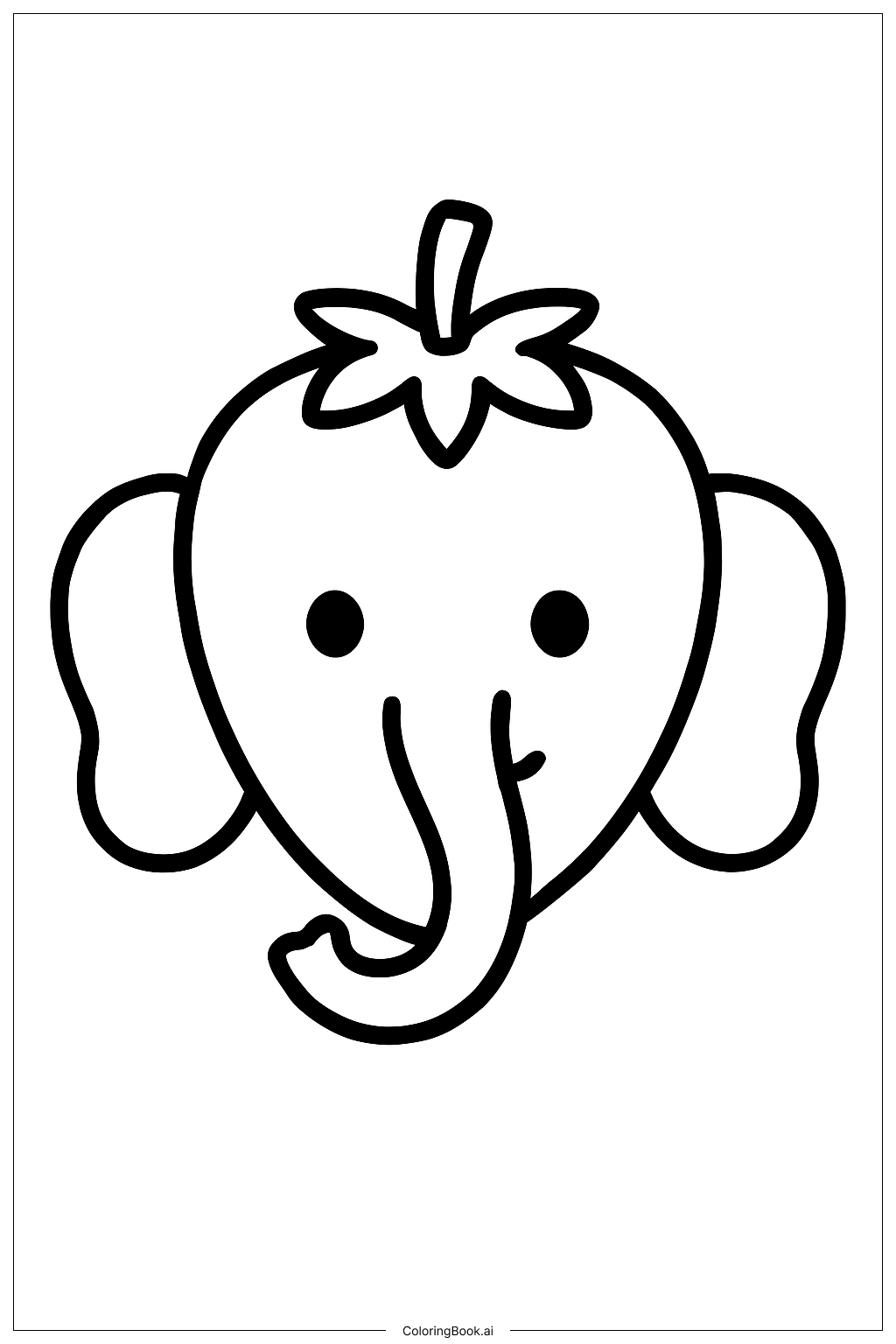  快乐的草莓大象脸填色页 