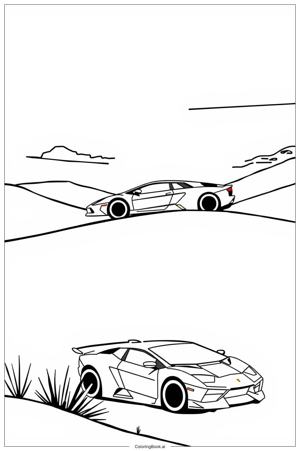  Lamborghini Desert Road Coloring Page 