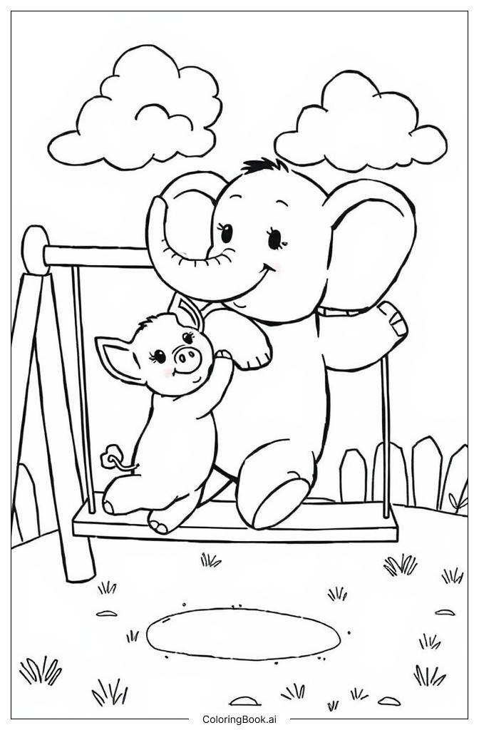  Elephant and Piggie Coloring Page 