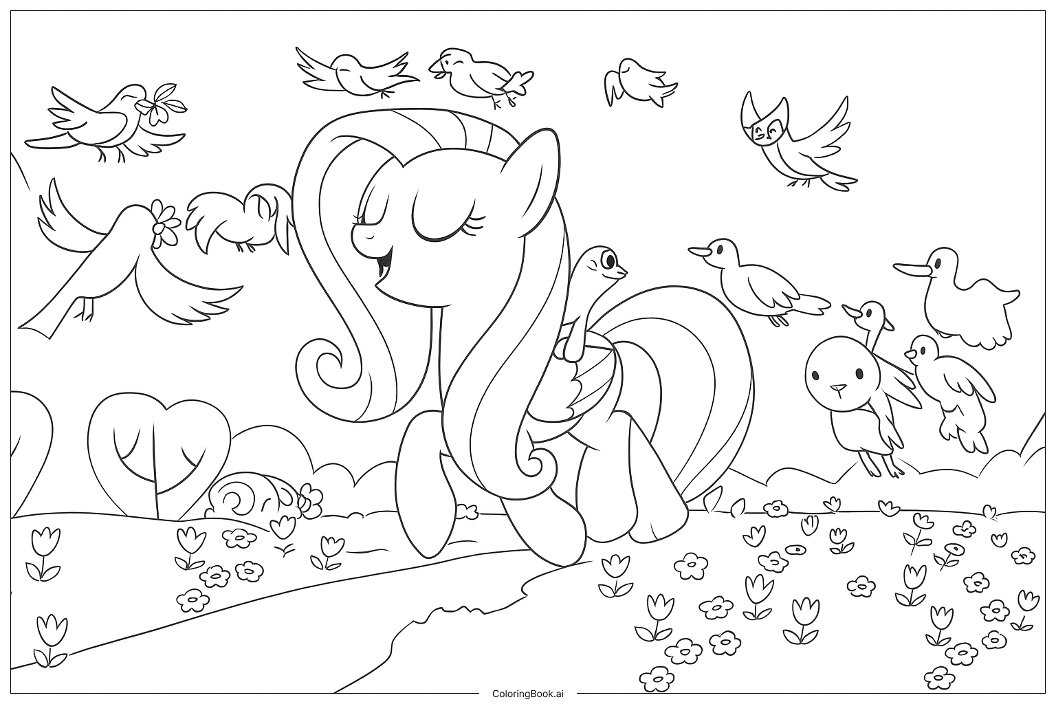  Trang tô màu Chân dung Fluttershy đơn giản 