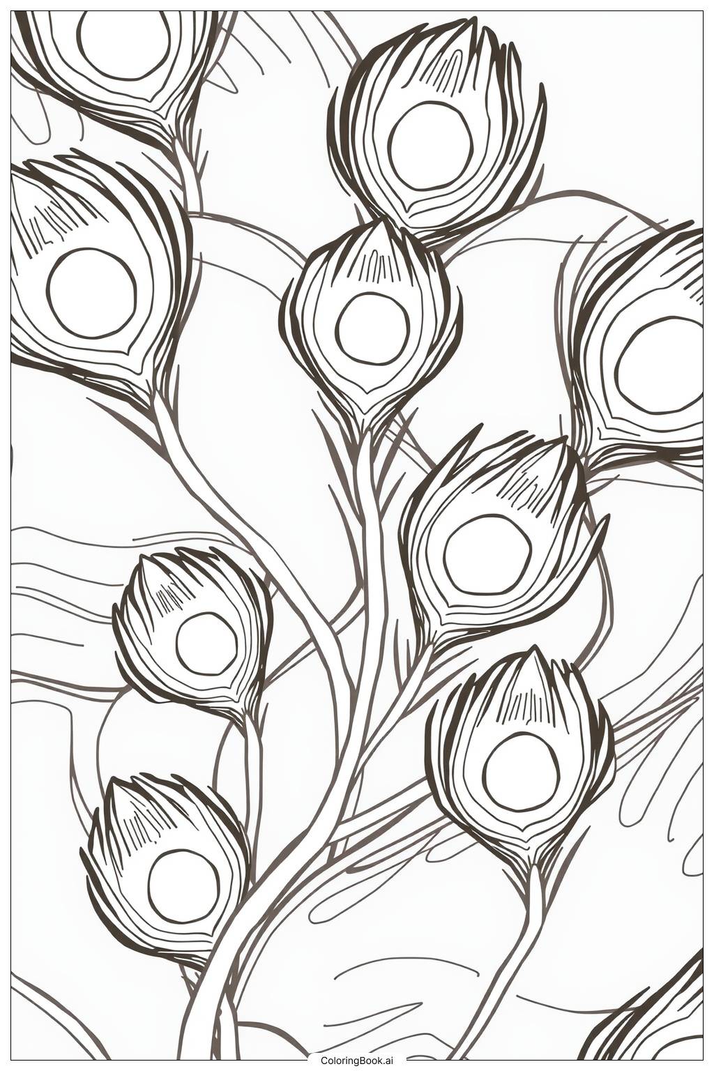  peacock feather closeup Coloring Page 