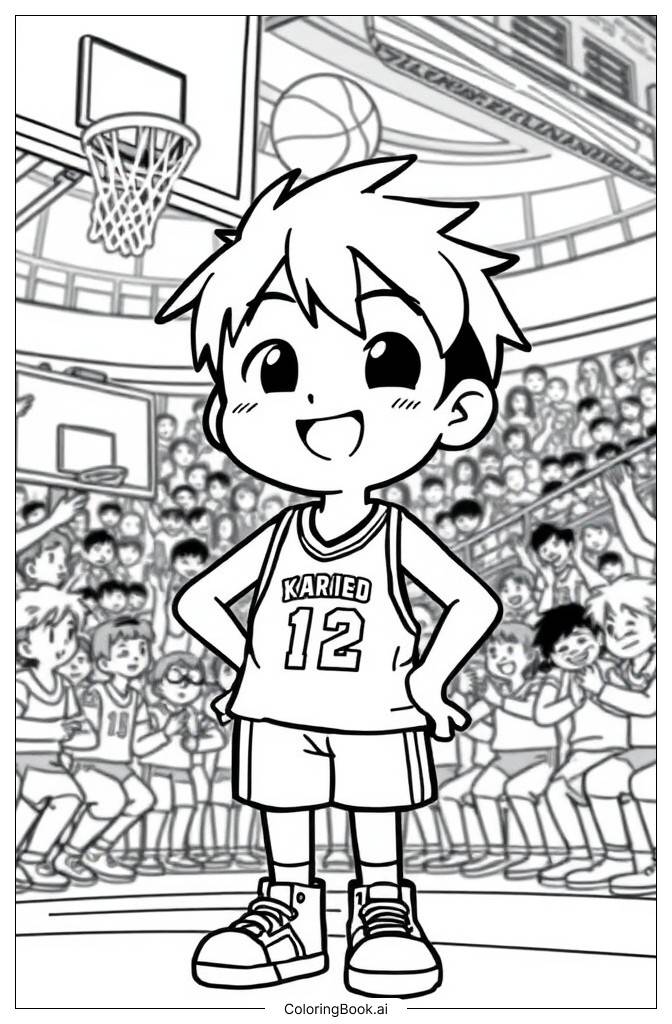  Basketball boy Standing Pose Coloring Page 