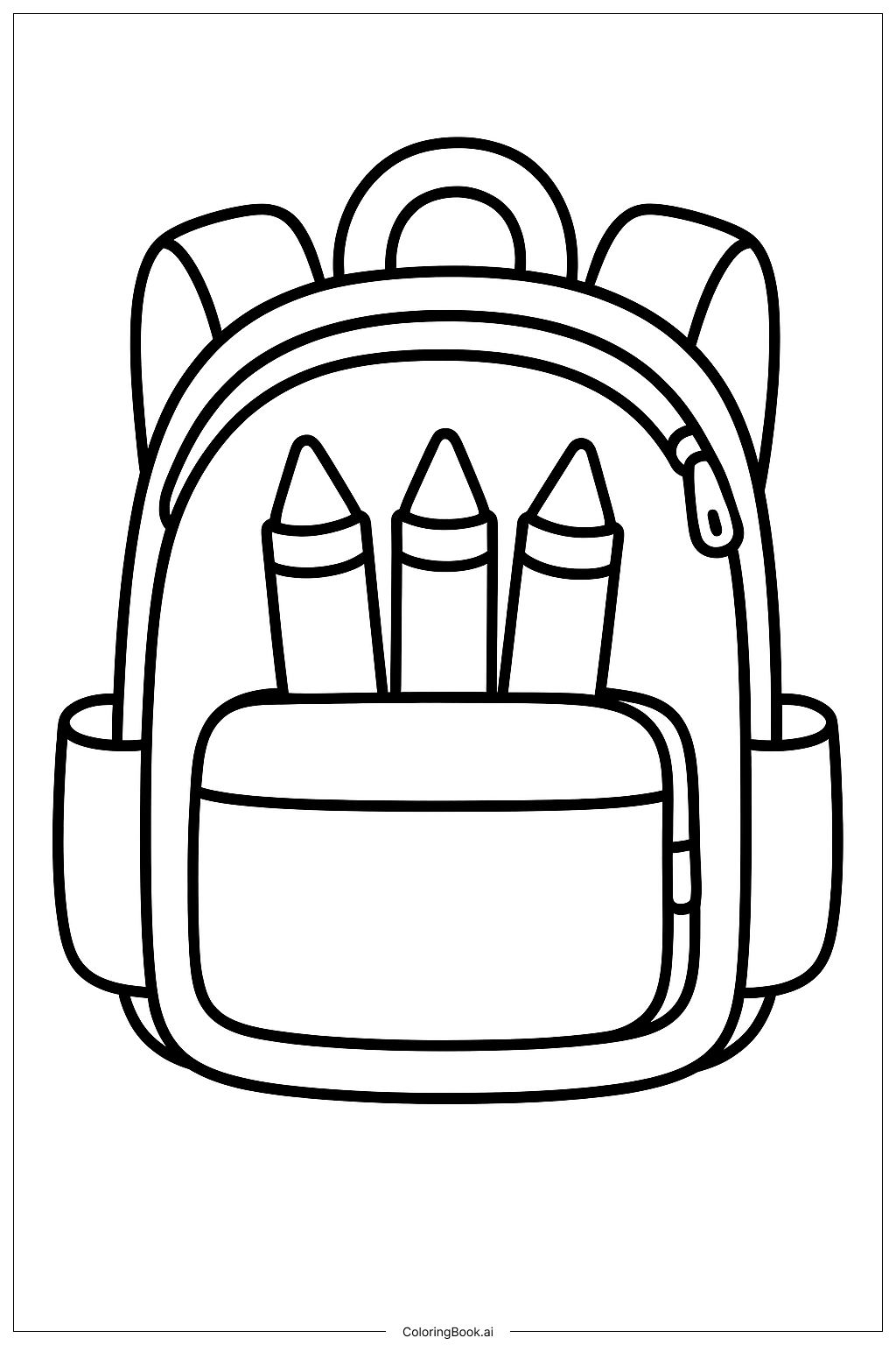  幼儿园背包和蜡笔填色页 