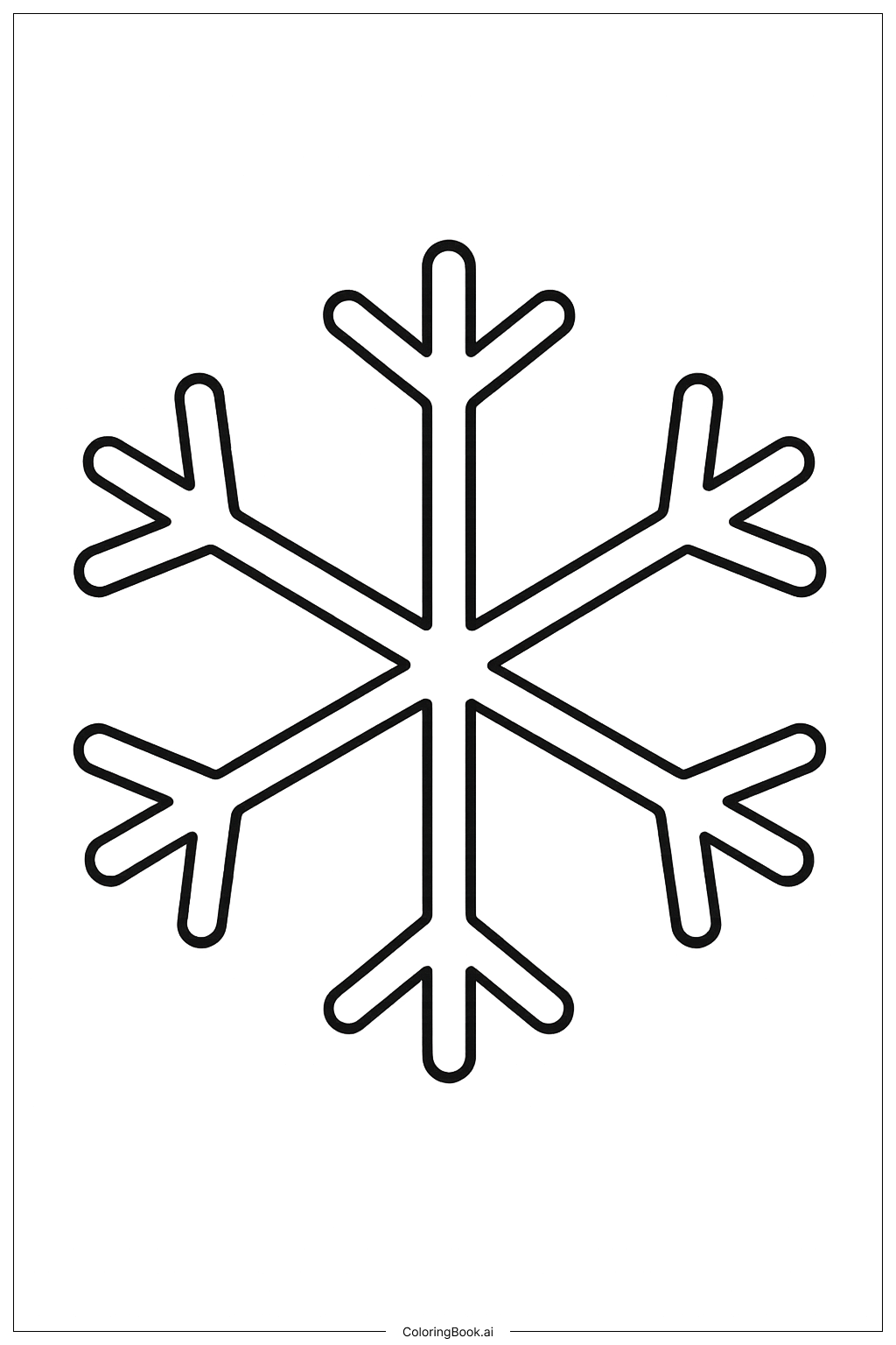  A Simple Snowflake Outline Coloring Page 