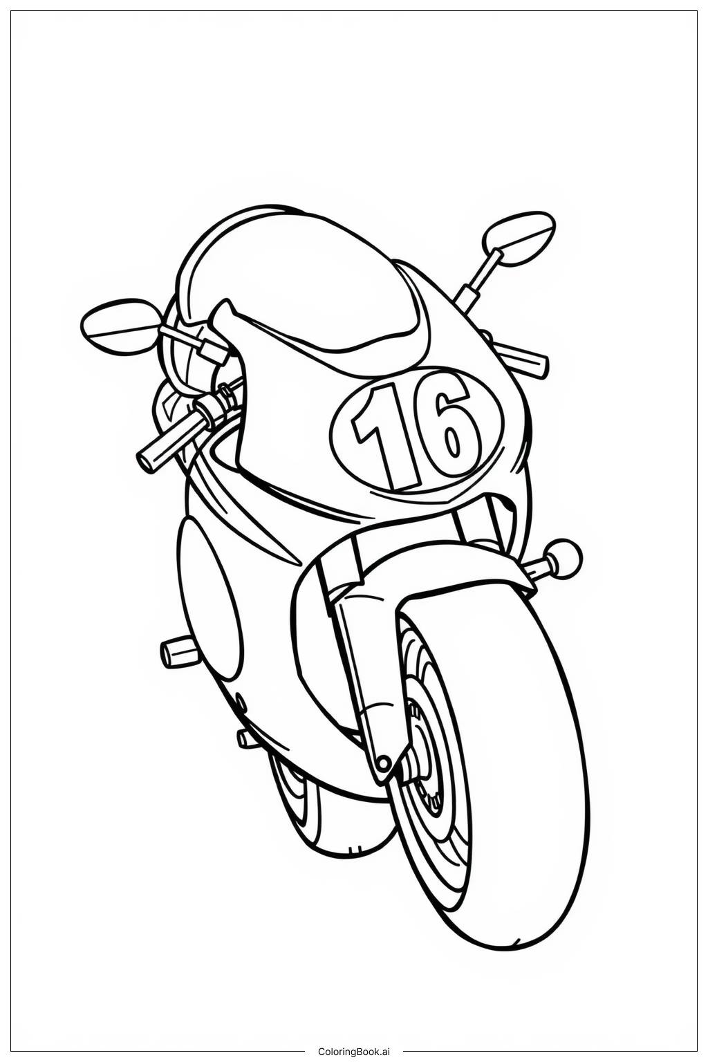  Página para colorear de Motocicleta de Carreras 