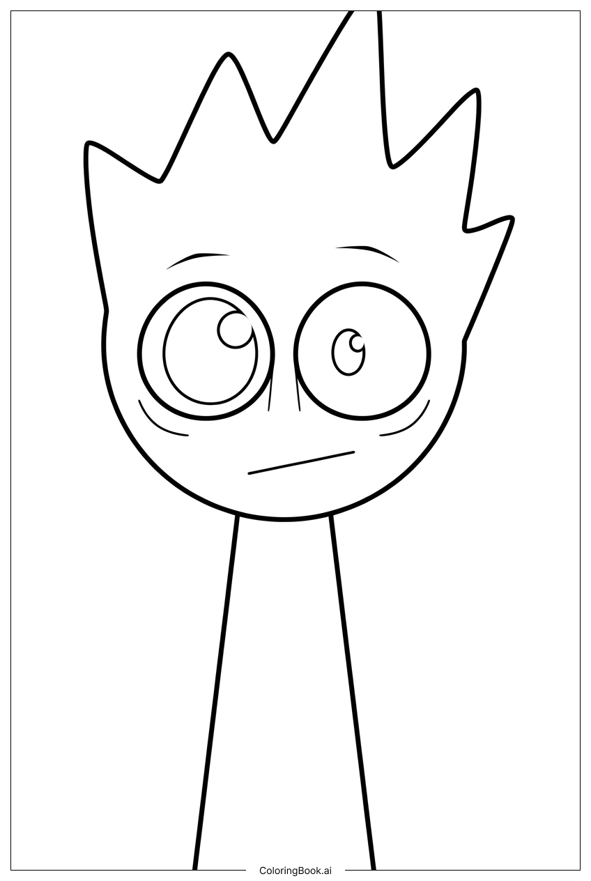 Page de coloriage Sprunki, l'Enfant Curieux qui Écoute les Secrets
