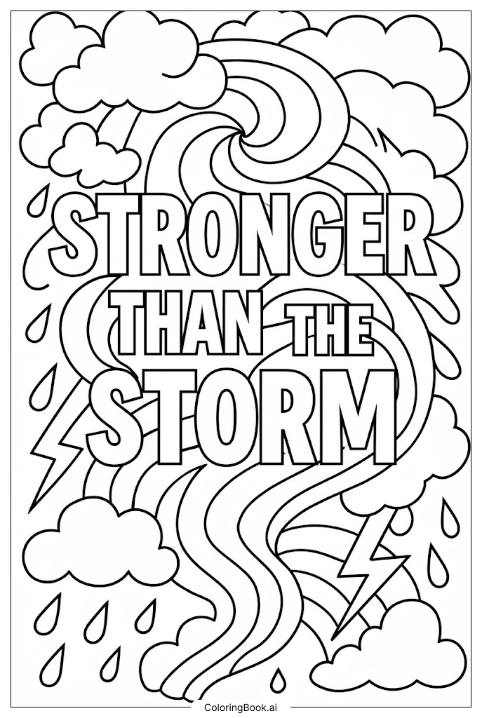 Página para colorear de Inspirador Más Fuerte Que La Tormenta Salvaje 