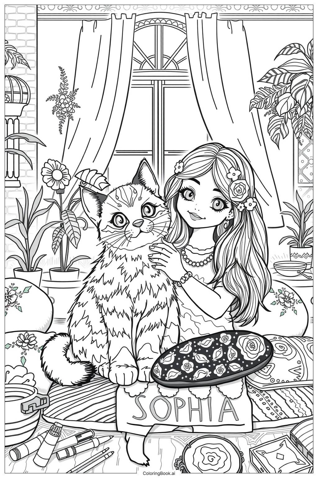  Page de coloriage Une journée dans la vie d'un chaton joueur 