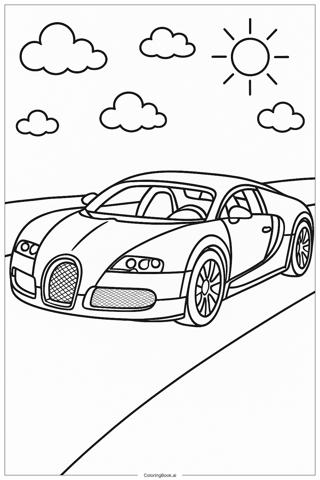  A Classic Bugatti Veyron Coloring Page 