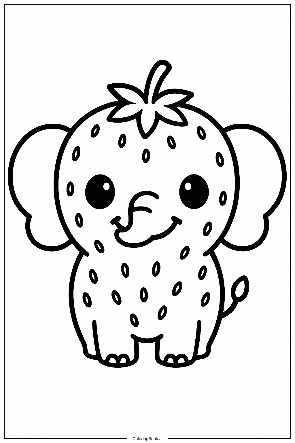  草莓宝宝大象笑脸填色页 