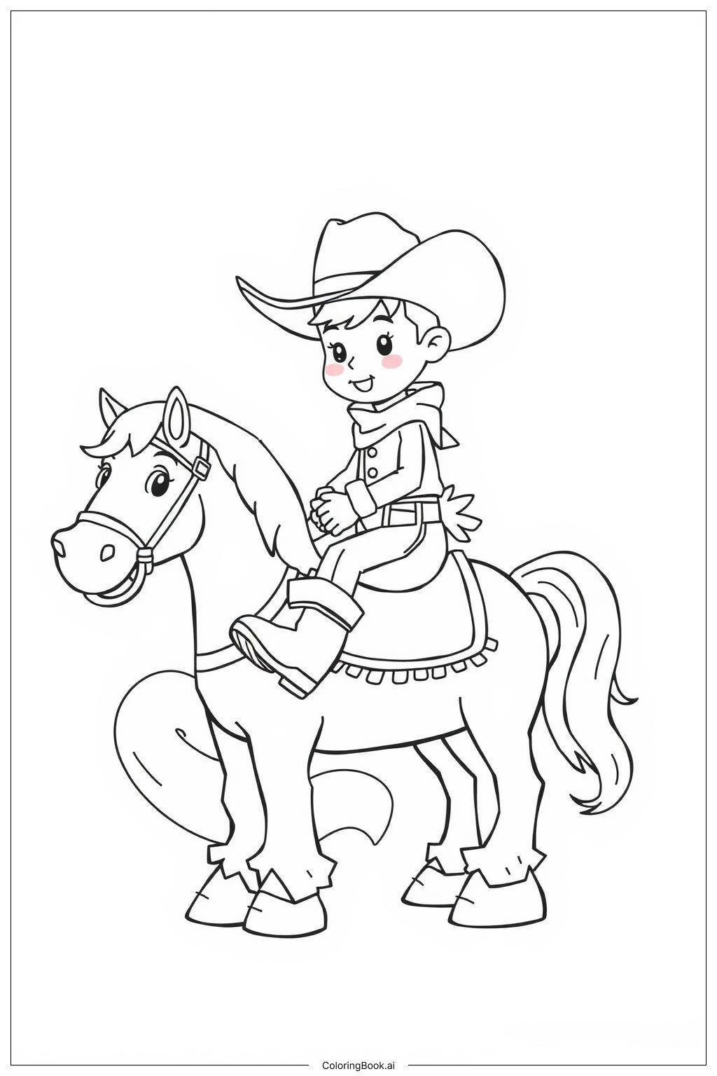  Cowboy riding through a beautiful canyon Coloring Page 