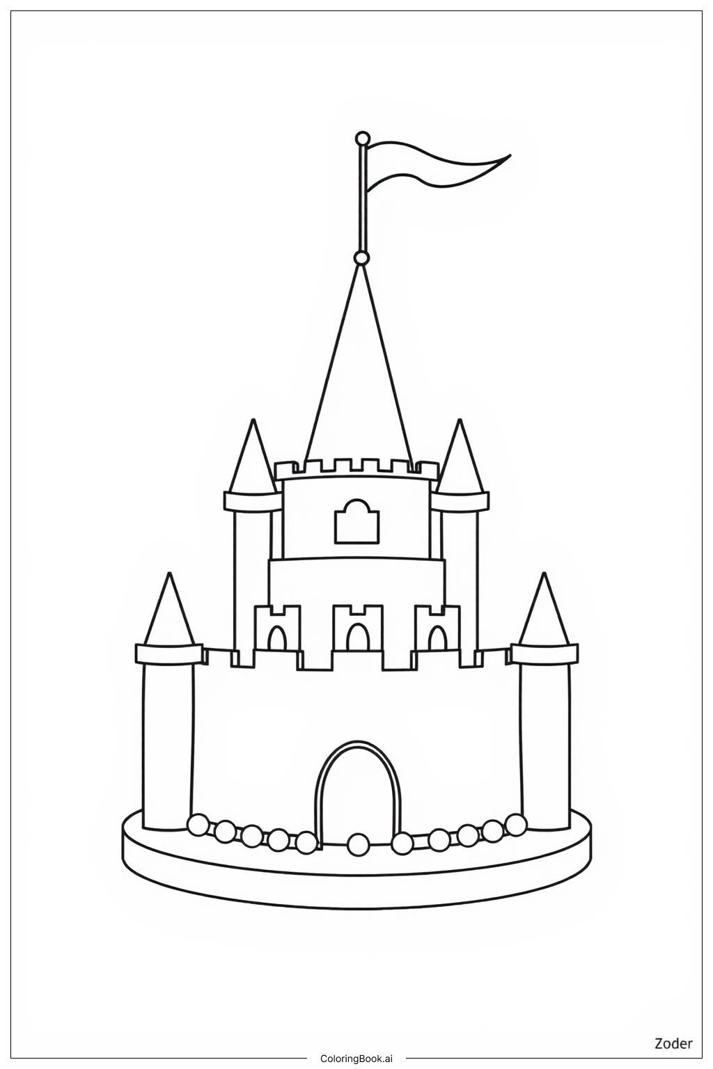  Magic Castle Birthday Cake Coloring Page 