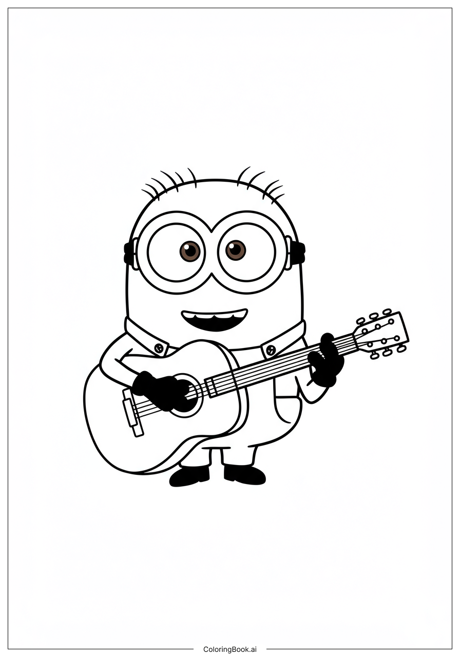  Trang tô màu Minion Chơi Guitar 