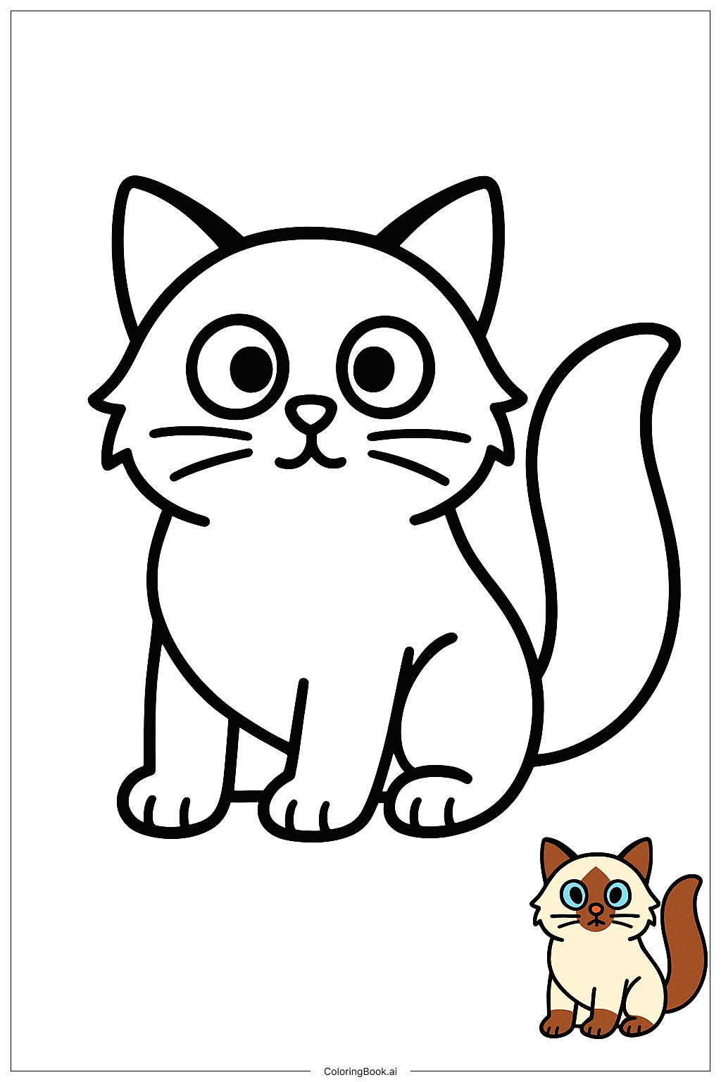  복슬복슬한 꼬리를 가진 래그돌 고양이 색칠공부 페이지 