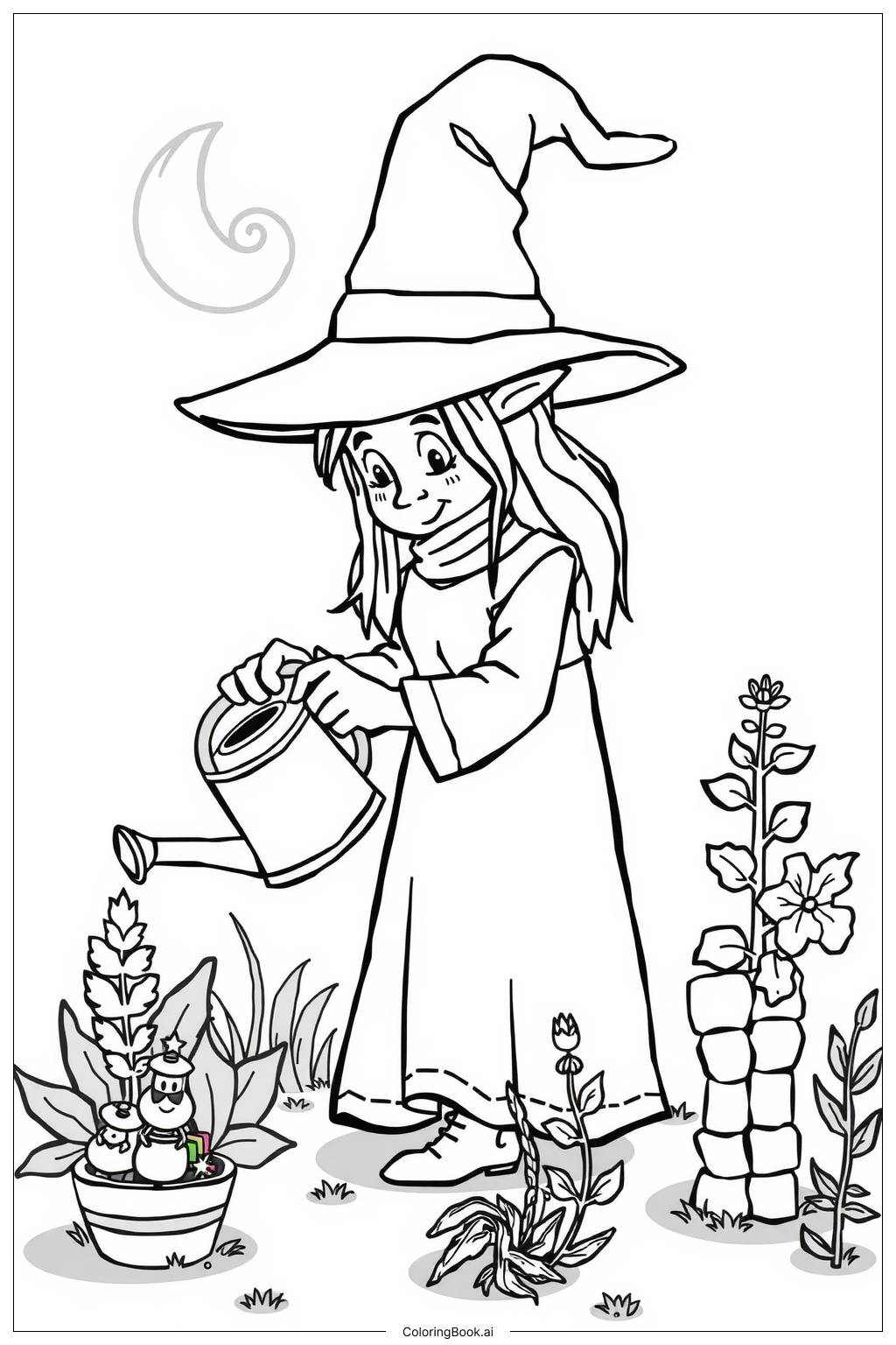  Page de coloriage herbes du jardin de sorcière 