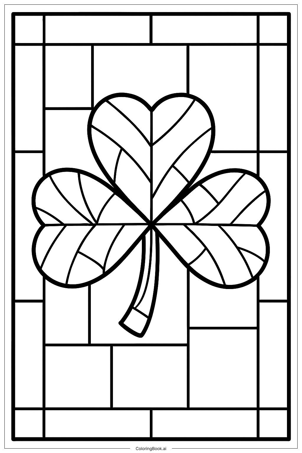 Página para colorear de Un trébol de vidriera