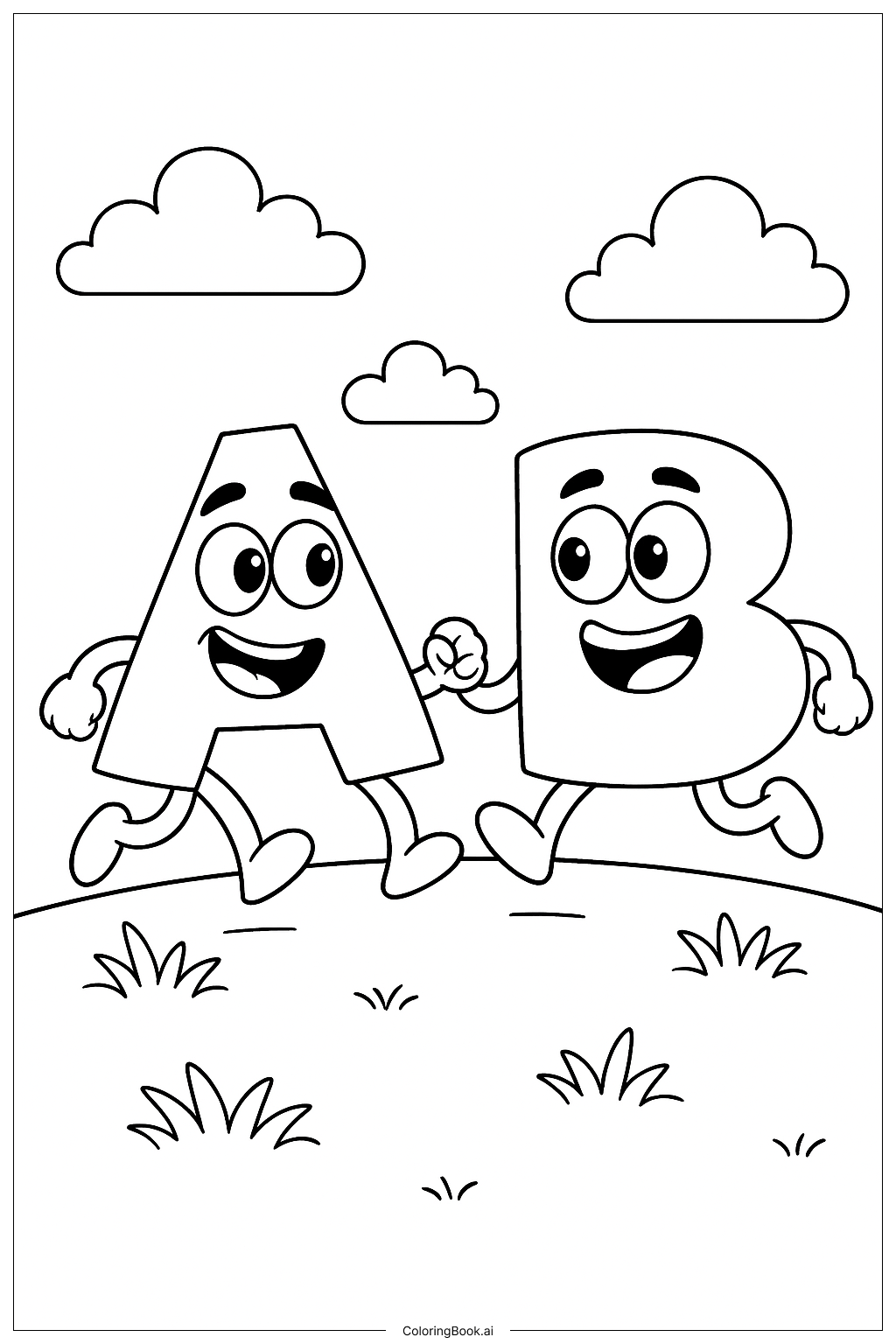 Alphabet Lore A und B laufen Ausmalseite