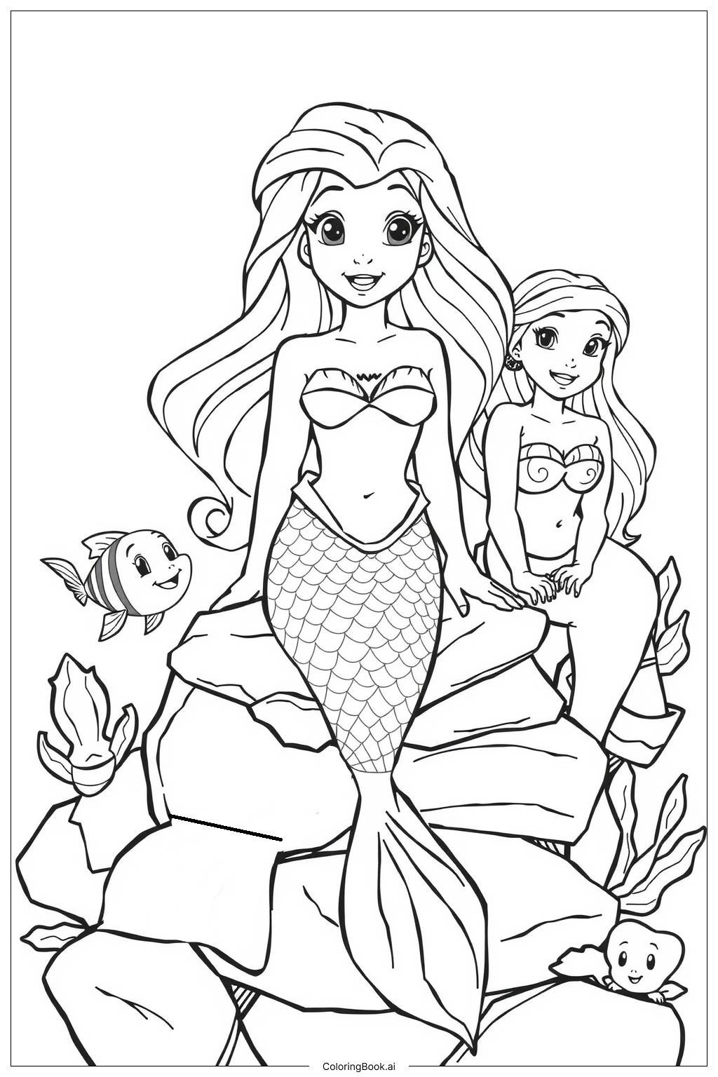  Page de coloriage ariel and sisters coloring page 