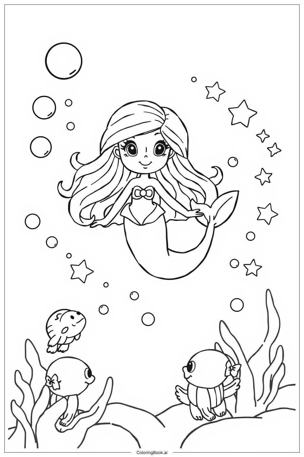  Page de coloriage Art de la sirène Lisa Frank 