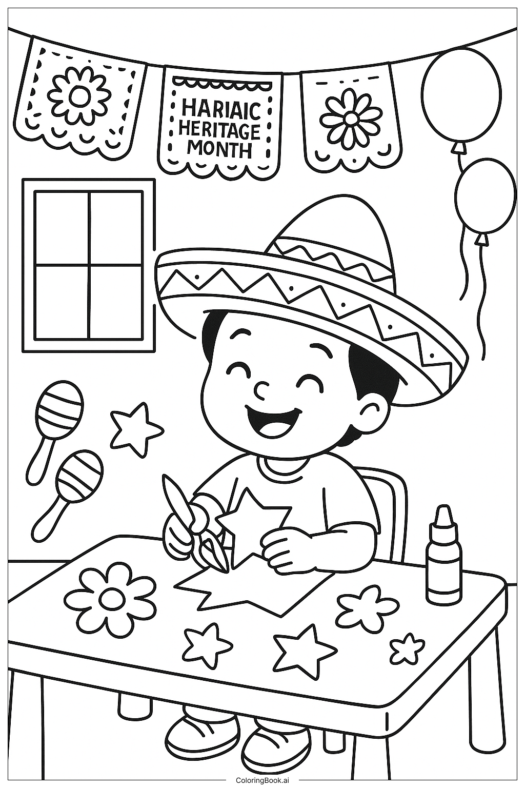  Basteln zum Hispanic Heritage Month Ausmalseite 