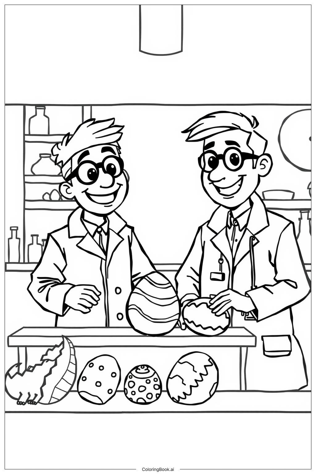  Jurassic World Scientists in a Lab Coloring Page 