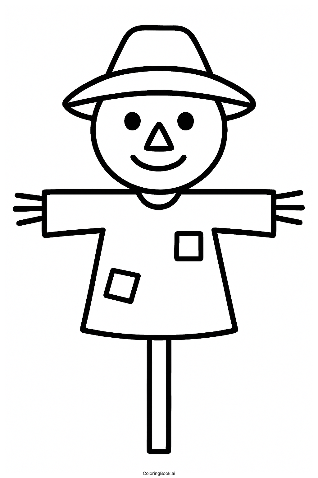 A Very Basic Scarecrow Outline Coloring Page