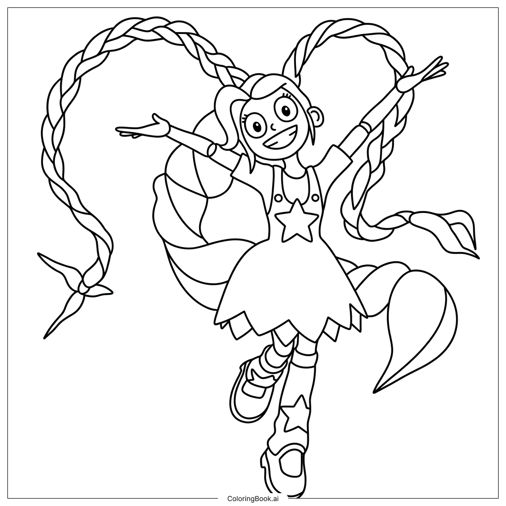 Lily Love Braids leaps heart braids soaring Coloring Page