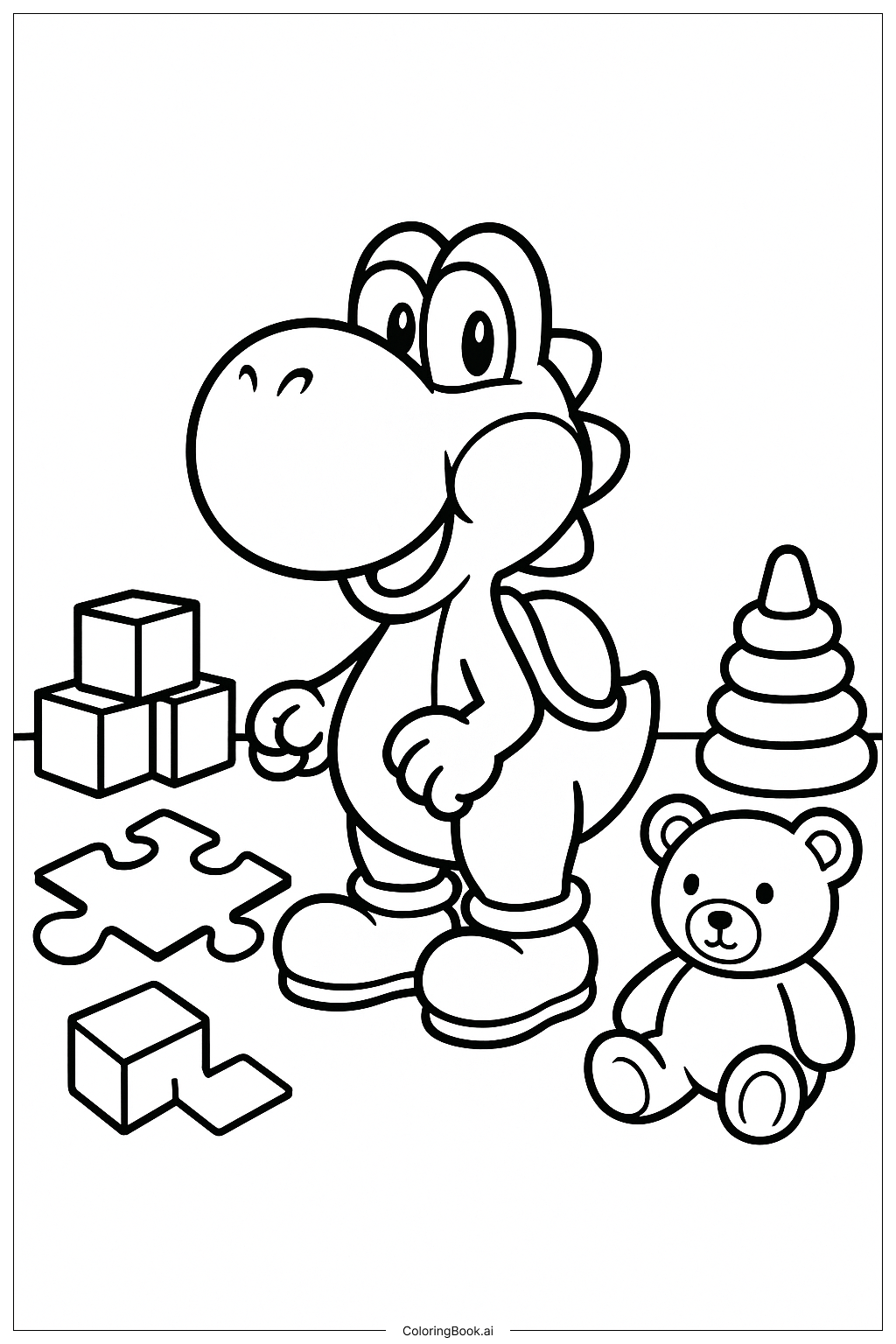  Yoshi in a Toy-Themed Crafted World Coloring Page 