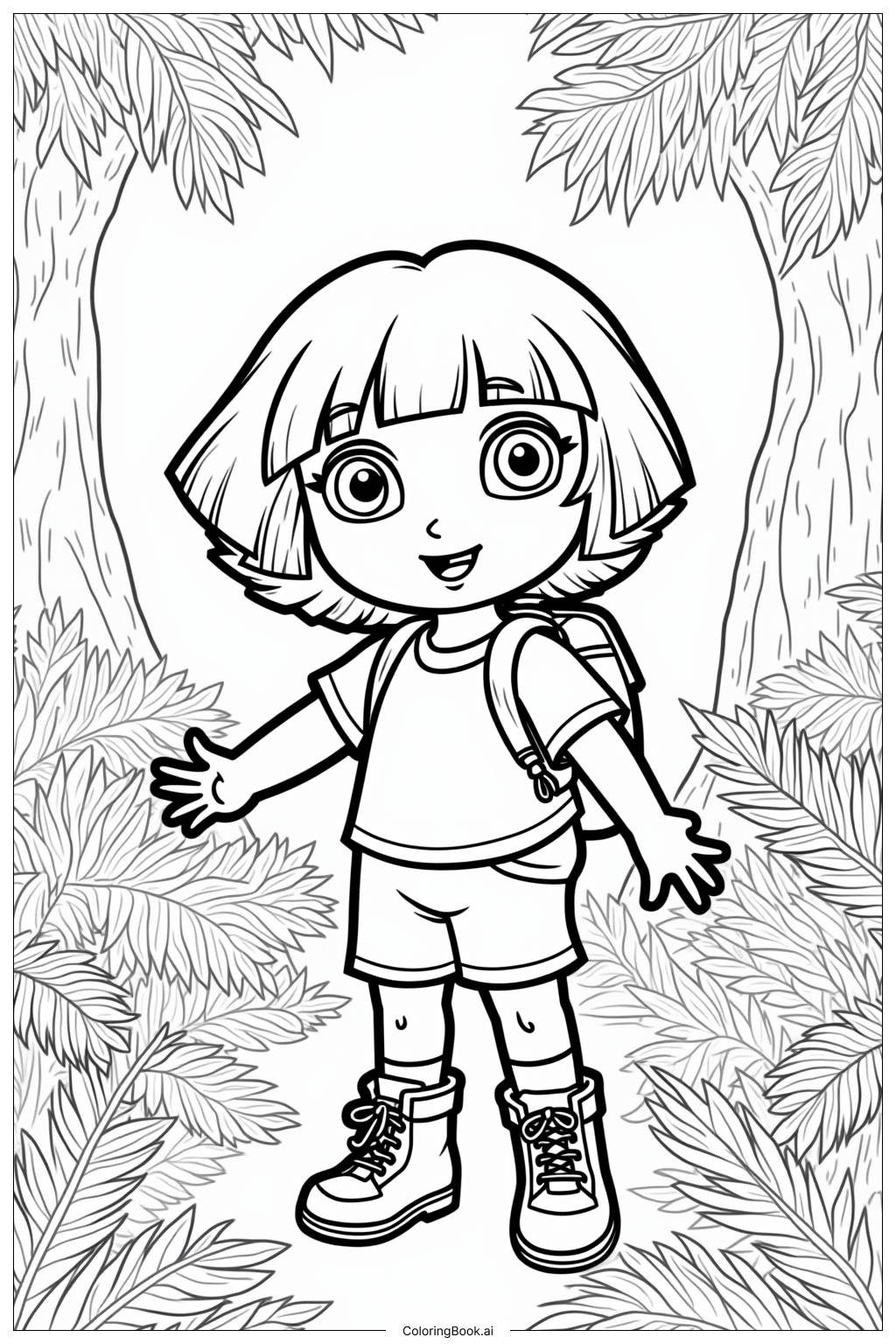  Page de coloriage Dora L'exploratrice Dans la Jungle 