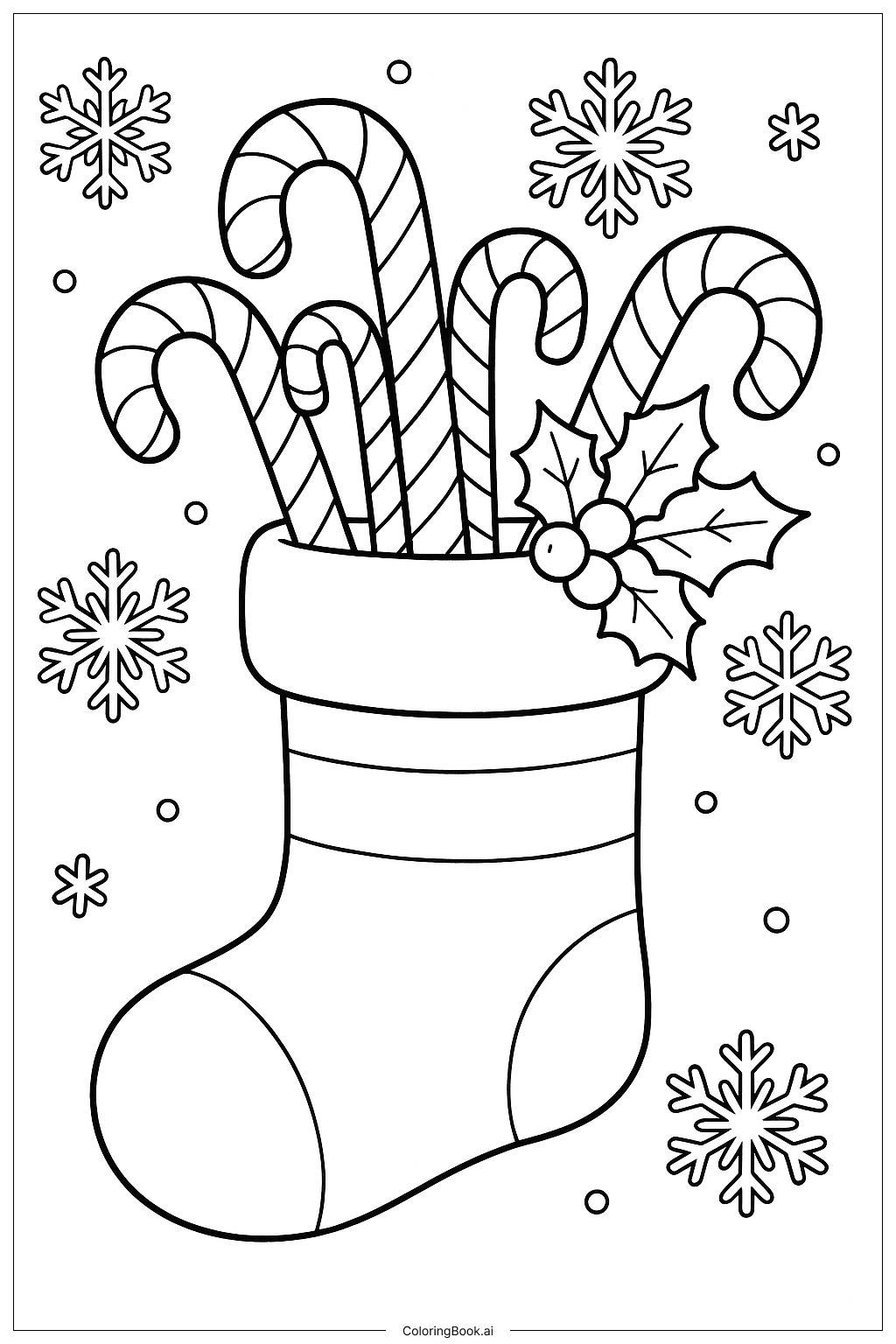  A Christmas Stocking Filled With Candy Canes Coloring Page 