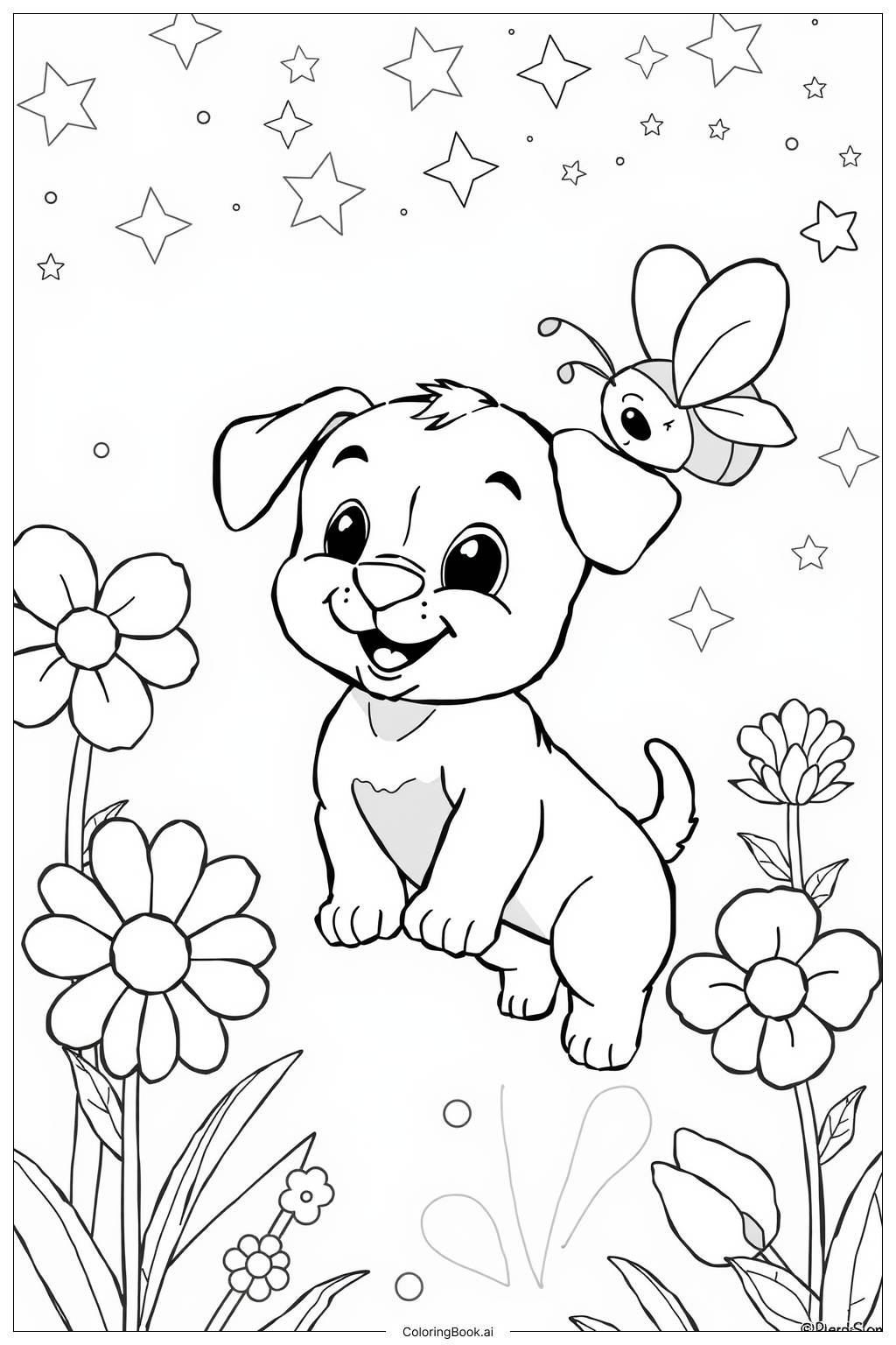  Bee and Puppycat in a Fantasy World Coloring Page 