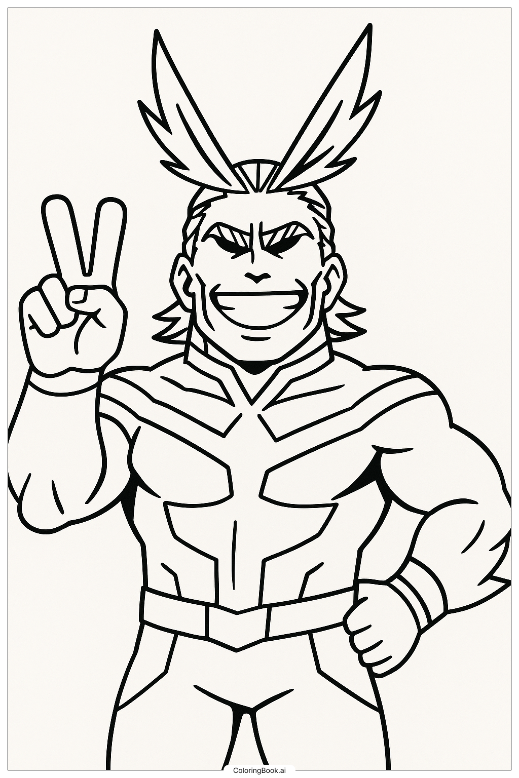  Easy My Hero Academia All Might Peace Sign Coloring Page 