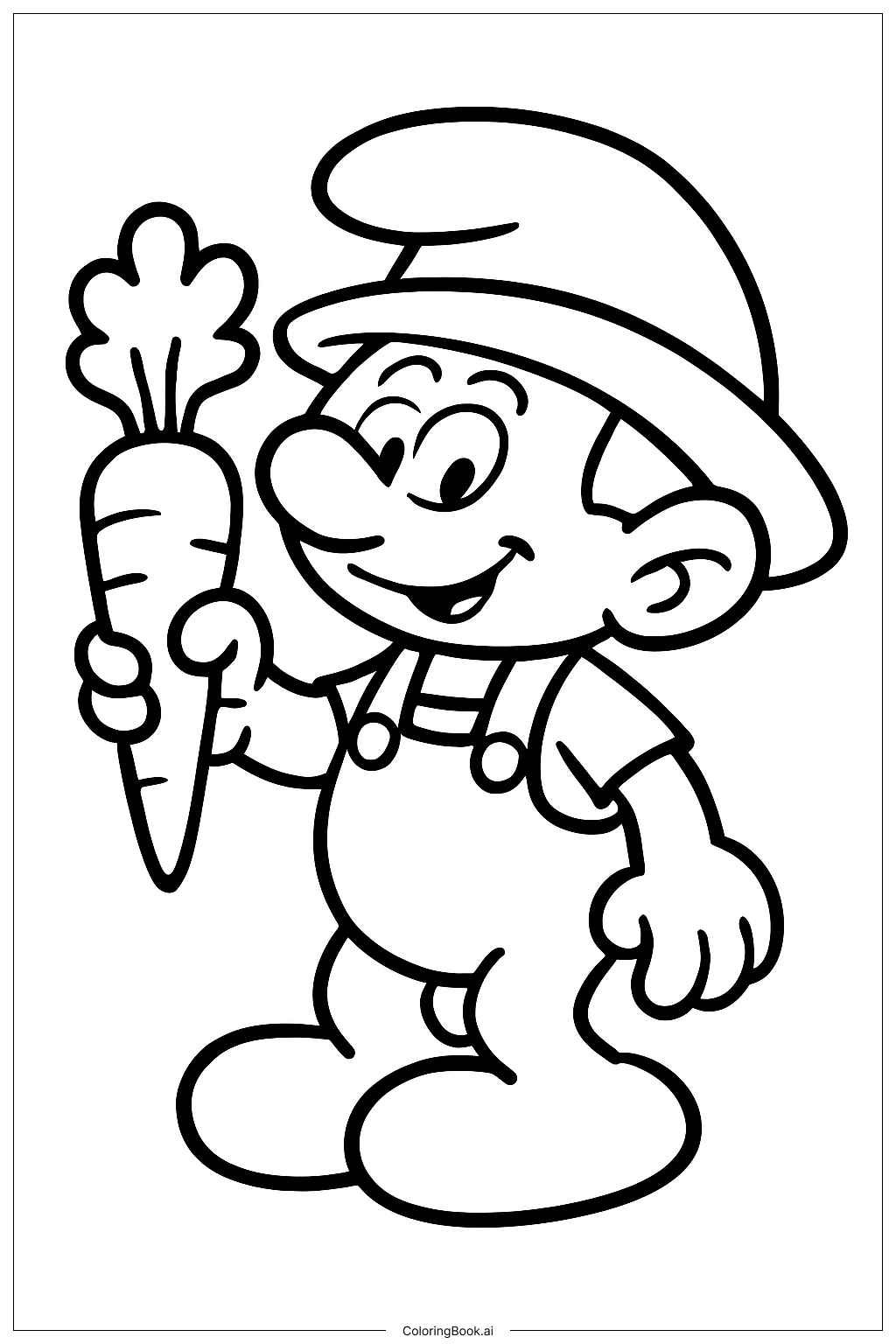  A Farmer Smurf Holding A Carrot Coloring Page 