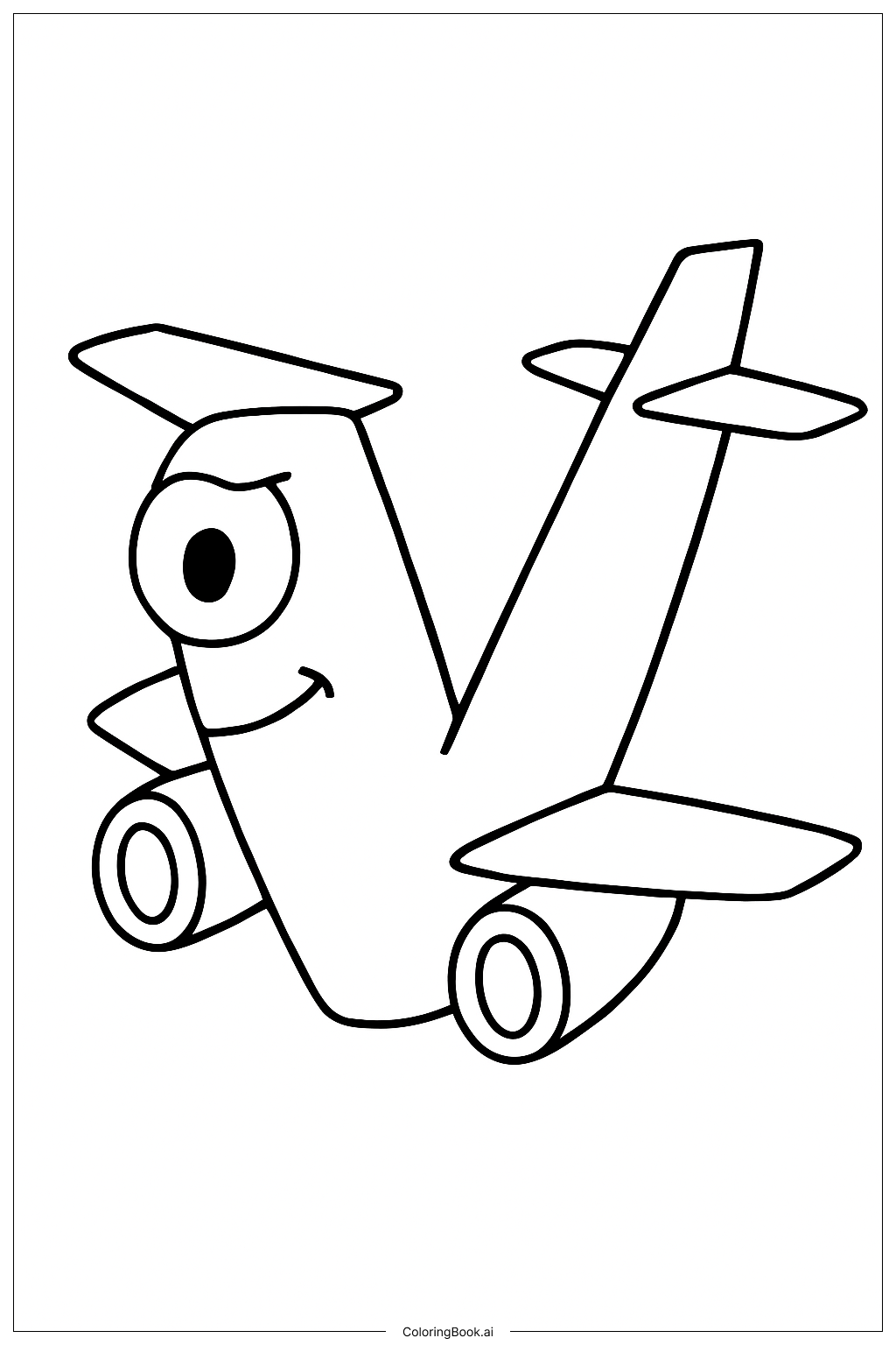 Alphabet Lore Letter V The Jet Coloring Page