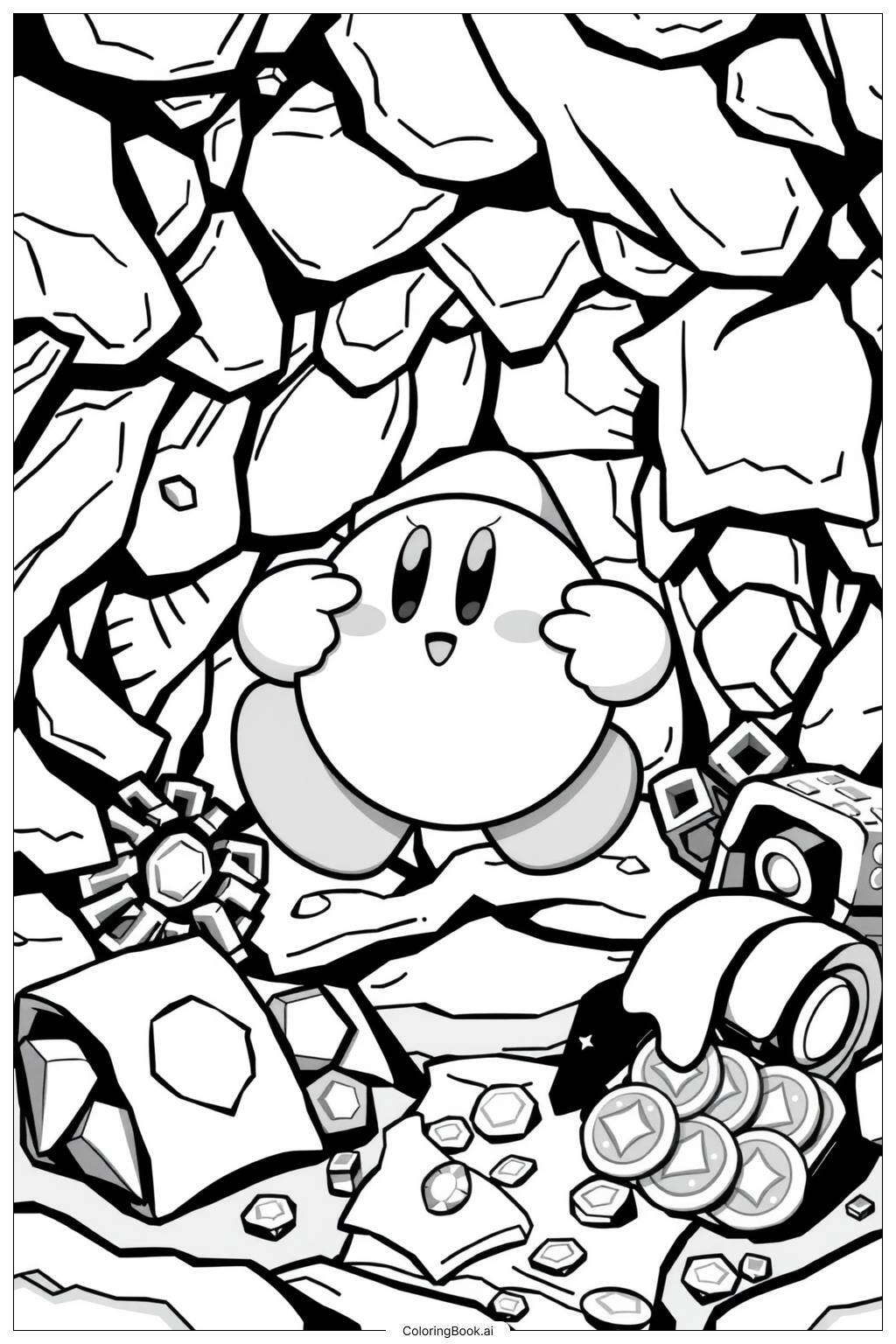  Kirby finding hidden treasures-2 Coloring Page 