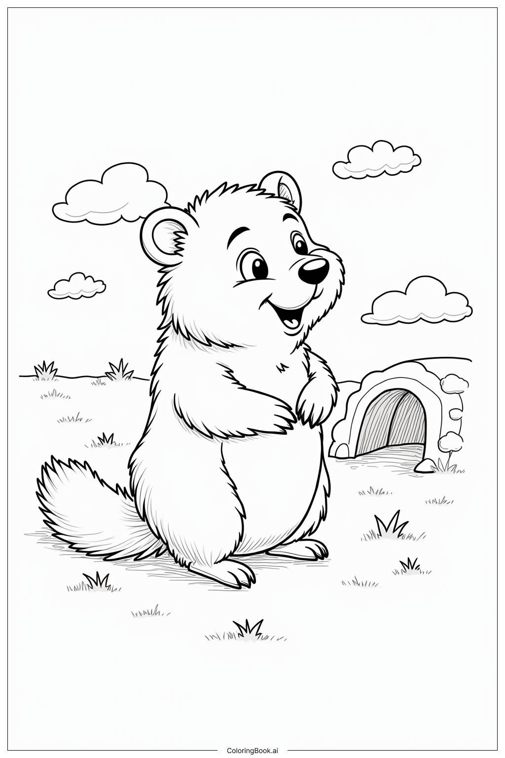  Ground Hog Holiday on Groundhog Day Coloring Page 